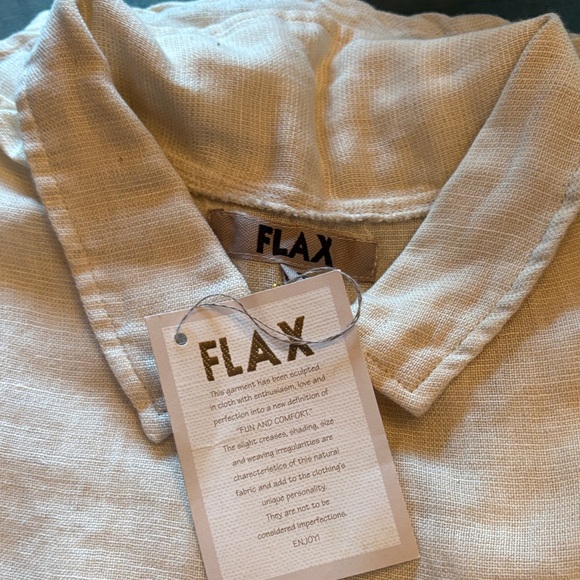 FLAX Linen Cream Button-Up Shirt - Picture 2 of 4